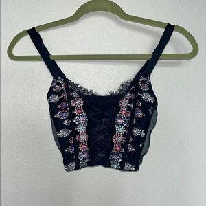 Victoria's Secret Black Floral Embroidered Top